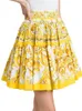 Jupe féminine 100% coton mode jaune en porcelaine d'imprimerie de vacances empire mi-robe robe de fille