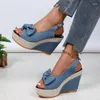 Sandals Bow High Heels Women Wedges Summer Shoes 2024 Fashion Slippers Walking Slides Outdoor Pumps Flip Flops Chaussures Femme