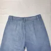 Kvinnors jeans hög midja lös passform bred benkläder mode casual golv drar byxor solid färg tvättad stor horntyp