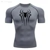 The Short Sleeve Mens T-Shirt Summer Summer Equiptive Dry Dry Sports Top Budcliding Track Suit Suit Supression Supression Fitness Men 240412