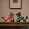 Estatuetas decorativas lmhbjy decorações de dragão doze animais zodíacos de cerâmica sala de tv armários de tv crafts home presentes