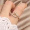 14K Real Gold Plating AAA Zircon Simple Geometric Ring Elegant Womens Daily Work Opening Adjustable Ring 240412