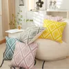 Pillow INS Style Embroidered Cover Pink Gray Yellow Geometric Decorative Pillows El Homestay Sofa Bed Backrest Pillowcase