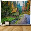 Wandteppiche Luftflugansicht Wandteppich Land Natur Forest Road Adventure Trip Wall Hanging Dekor für Schlafzimmer Wohnzimmer Schlafsaal