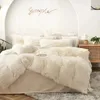 Beddengoed sets luxueuze winter set lange pluche pure kleurimitatie nertsen fluweel dekbedoverdeksel zacht dik warm flanel