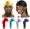 Bandanas Satin Men Stretchy Cap Hip Hop Du Doo Rag Durag Wigs Turban Bandana Headwear Solid Color Long Hat Tie Down Tail Hair Acce7461300