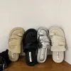Terlik Gümüş Koreli Kadın Klip Ayak Ayak Tesli Sandalet 2024 Yaz Slaytları Moda Bayan Ayakkabı