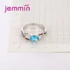 Cluster Rings Rainbow Fire Opal Ring For Girl's Engagement S925 Crossing Hollow Design Sterling Silver With Oval Blue Crystal