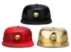 Metal Gold Lion Head Logo PU Leather Baseball Cap Casual Unisex Belt Buckle Hip Hop Rap 3 Panel Sun Snapback Hats Men Women253Y4818469