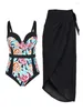 Kvinnors badkläder svart baddräkt Ethnic Floral Print One-Piece Bikini V-halsrem och snörning Cover Design Roman Summer 2024