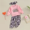 Hose Mababy 03y Kleinkind Kinder Kinder Baby Kleidung Sets Langarmbuchstaben Tops Leopardenhosen Stirnband Spring Fall Outfitsd05