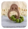 Baby Teether DIY Silicone wooden Avocado Teethers Cartoon Wood Teething Ring Chewable Toys Soother Infant Feeding M34989347110