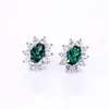 Stud Earrings Lab Grown Emerald Diana Design 925 Sterling Silver For Women Jewelry Birthday Gift