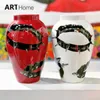 20FW Studied Collars Vase Punk Collar Ceramic Vase Luxury Brand Designer Speedy Hand Bag Vase Resin Flower Pot Home Decoration 240329