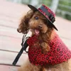 Hondenkleding luipaardafdruk huisdier cape grappige outfits met vlinderdas verstelbare hoed voor katten en honden perfect Halloween aantrekkelijk kostuum