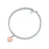 925 Silver Designer Love Heart Silver Heart Bracelet Placing Bottom Place Perfect Souvenir et charme à la mode