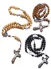 Collane a sospensione a tre colori in legno rosario cattolico in legno rosario di gesù perline fatte a mano in perline di perle religiose accessori 8981450