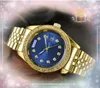 MENS TRE STICHES Automatisk datum Klockor Kvinnor Sapphire Glass 40mm Japan Quartz Movement Day Time Waterproof Diamonds Ring dot lady wristwatch födelsedagspresent