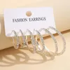 Hoop Earrings 6PCS Exaggerated Big Gold Plated Crystal Rhinestone Set For Women Shiny Circle Earring Party Banquet Jewelry Gift