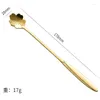 Colheres 1pc aço inoxidável colher de cereja rosa dourado prateado café presente de natal acessórios de cozinha decoração de utensílios de mesa