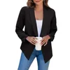 Costumes de femmes Summer Black Blazers Femmes 2024 Femme Office Lady Nine Quarter Blazer Open Stitch Womens Mling Coats Femme Ladies Notched Tops