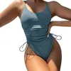 Swimwear pour femmes Swimsuit Sexy Bikini Couleur solide conjointe de la taille haute de taille haute maternité