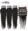 Yyong 34 Deep Wave Bundly WITA 5x5 EXCETO DE ELAÇÃO 830 polegadas Peruvian Remy Humano Fechamento com feixes duplos fortes weft7427252