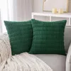 Kudde Corduroy Dekorativa kastomslag Set 20x20inch för soffan Sofa vardagsrummet Bed Solid Green Cover Farmhouse Boho