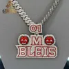 Hip Hop Red Enamel Love Heart Bail Fashion Jewelry Custom Name Letter Pendant Necklaces For Women