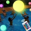 Disques 40/60 cm Boule de plage lumineuse gonflable LED Piscine Piscine Floating Ball 16 Couleurs de lumière avec télécommande Ball brillant pour la fête