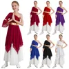 Stage Wear Kids Girls Praise Liturgical Lyrical Dance Dress Flare Sleeve Irregular Hem Dresses Church Choir Performance Costume