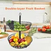 Kitchen Storage Fruit Bowl For Counter 360 Degree Rotatable Metal Removable Basket Reusable Vegetable Dining Room