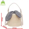 Shoulder Bags Summer Handmade For Women Beach Bucket Bag Weaving Ladies Straw Wrapped Round Shape Top Handle Handbags Tote