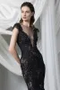 Nya ankomst svarta aftonklänningar spetsapplikationer pärlor prom klänningar skräddarsydd backless svep tåg sjöjungfrun specialtillfälle klänning