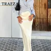 TRAFZA 2024 Spring Women Fashion Skirts Solid Satin Silk Texture Tight Midi Skirt Woman Party Chic Elegant Mermaid 240411