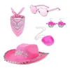 Bérets Pink Cowboy Hat Hingestones Mouriote de boucle de boucles de soleil Gift Counge pour cowgirl Scarf Carnivals Music Festival