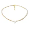 Ожерелье букв с раковиной с бесцветными украшениями из хрустальных бусин для женских универсальных и высококачественных воротничков цепь