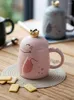 Kubki Puchar Dzieci Urocza domowa dziewczyna kreatywny kubek z pokrywką łyżki osobowość ceramiczna Woda do biurowej kawy