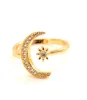 Fashion Minimalist CZ Stones Moon Star Opening 24 K KT Fine Solid Gold GF Ring Charming Women Party Jewelry Cute Gift9994622