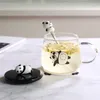 Wijnglazen creatieve hittebestendige koffiemok met deksel hoog borosilicaat glazen cartoon panda ontbijt melkbeker kantoor theekopje drinkware