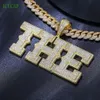 Fashion Hip-Hop Cartas Iced Sier Cuban Chain Chain Diamond Bling Moissanite Pingente Colar para homens