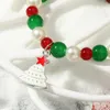 Charm Bracelets Christmas Handmade Bracelet Xmas Festival Theme Green/Red Hand Jewelry For Adult Teen The Elder Gift