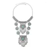 Choker Gypsy Turquoise Women Colliers Vintage ethnique Pendard Bohemian Énoncé sculpté féminin