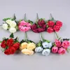 Dekorativa blommor 1 Bunt Artificial Peonies Branch Outdoor Fake 6 Heads Faux Plastic Bouquet Plants Silk Garden Decor