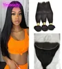 Malaysian HD 134 Lace Frontal With 3 Bundles Double Wefts Silky Straight Natural Color Yirubeauty Whole Swiss Lace Closures6497389