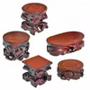 Decorative Plates Carved Wood Stand For Zen Buddha Statue Incense Burner Base Flower Pot Tea Set Shelves Dining Room Sets Display Home Decor