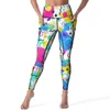 Active Pants Memphis Retro Leggings Geometric Colorful Mönster Hög midja Yoga Casual Stretchy Legging Graphic Gym Sports Tights