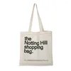 Bolsas de noite Mulheres Bolsa de compras de lona Notting Hill Livros femininos de pano de algodão ombro eco bolsa