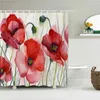 Rideaux de douche peinture à l'huile rétro de haute qualité belles fleurs rideau de tissu salle de bain imperméable pour décoration de salle de bain avec crochets