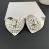 Dangle Earrings 2024 Fashion Smooth Silver Colour Large Heart Crystal Ear Clip Earring Women Top Quality Jewelry Trend